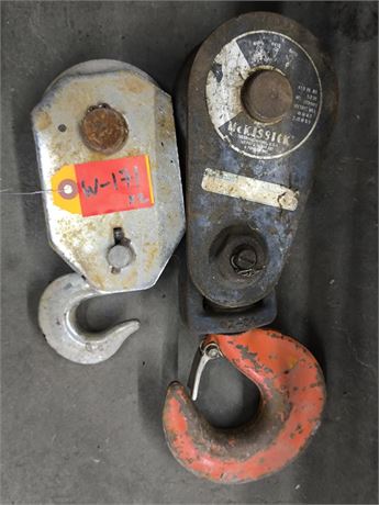 Lot - W-171 - McKissick Snatch Block w/hook + snatch block w/swivel hook I-X2